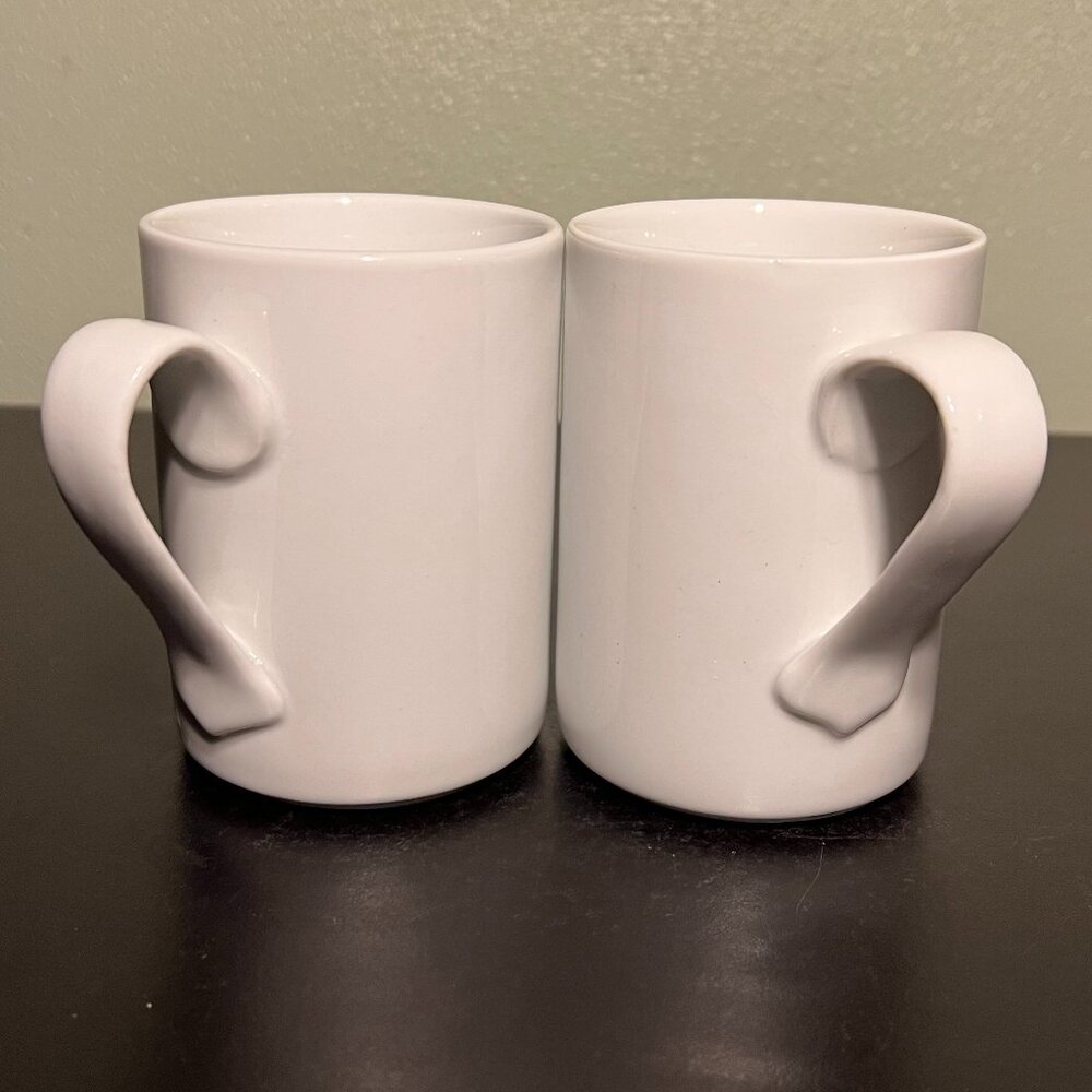 Set of 2 DANSK BISTRO Bisserup White Coffee Mugs Portugal Tea Cups Minimalist